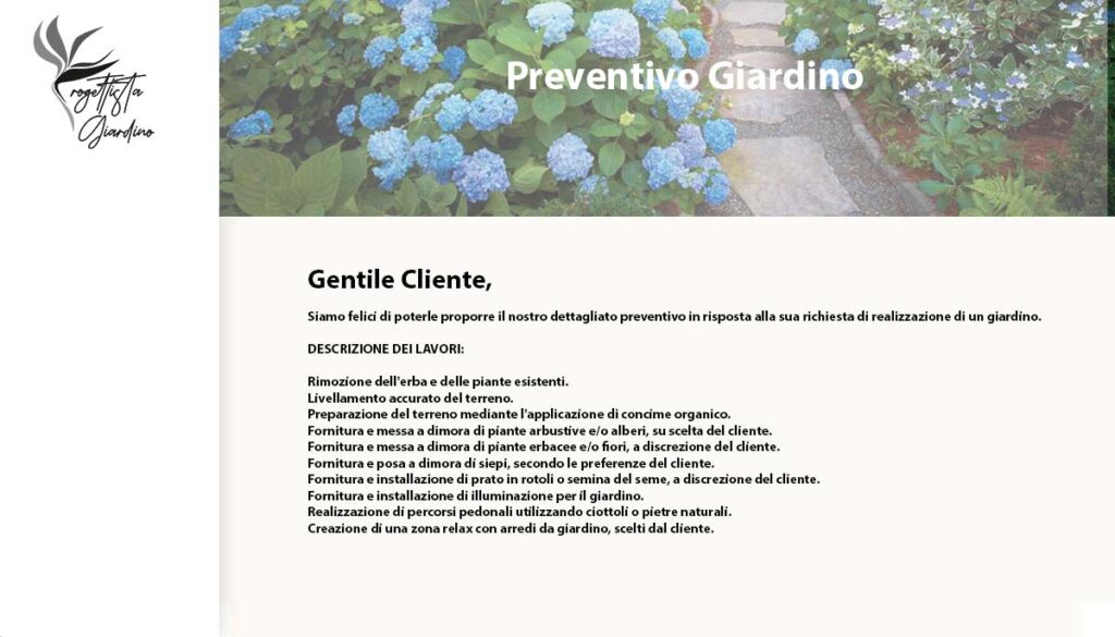 preventivo giardino esempio