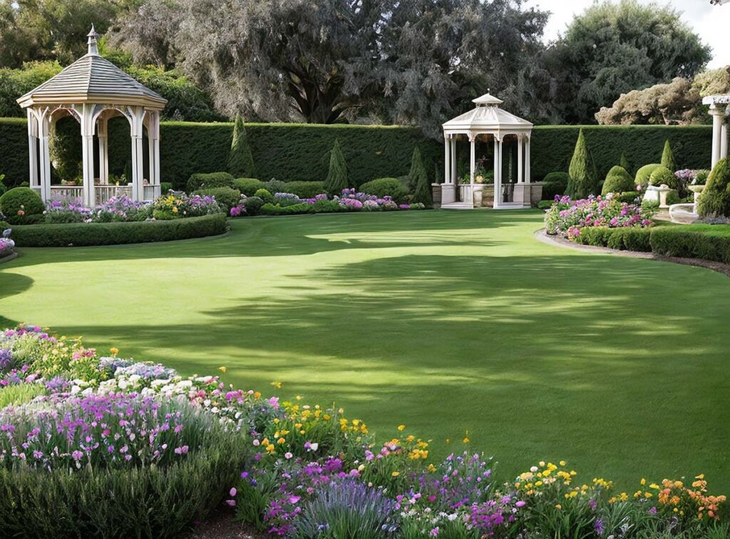 giardino con prati e gazzebi ideale per matrimoni