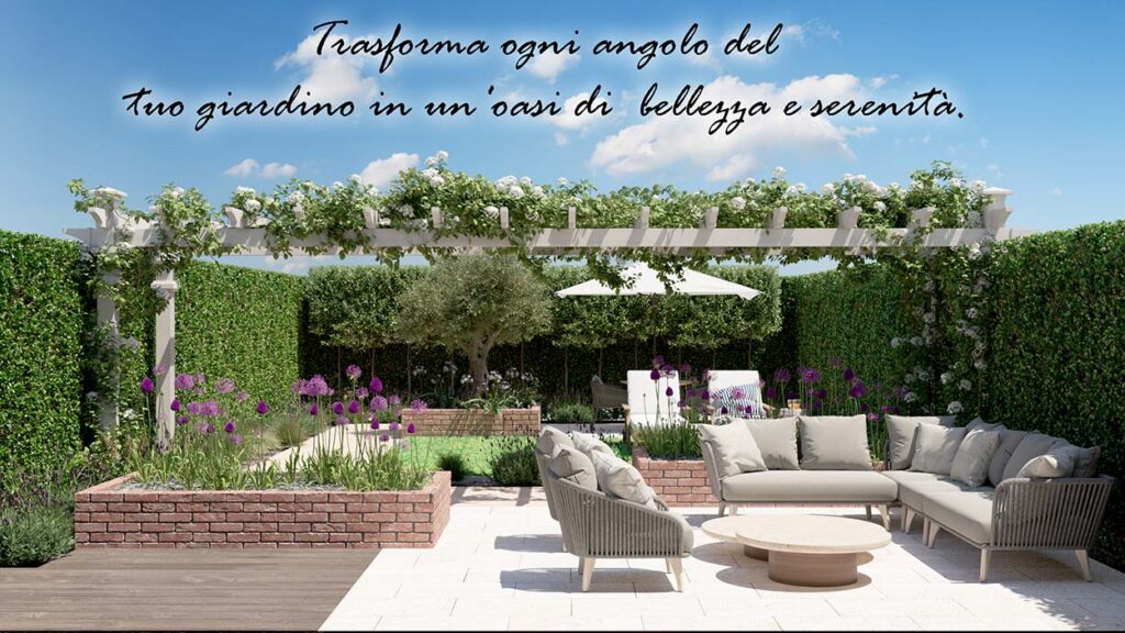 bellissimo giardino progetto rettangolare